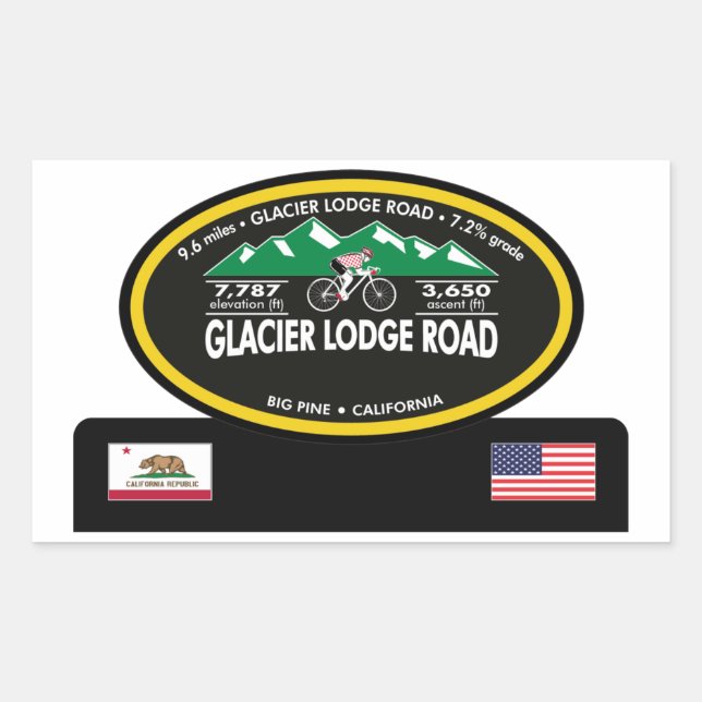 GLACIER LODGE ROAD- BIG PINE, CA -"OVAL TROPHY" STICKER (Front)