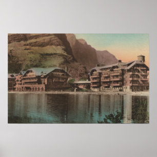 Glacier, MT - View of the Many Glacier Hotel Poster
