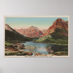 Glacier, MT - View of the Many Glacier Region Poster