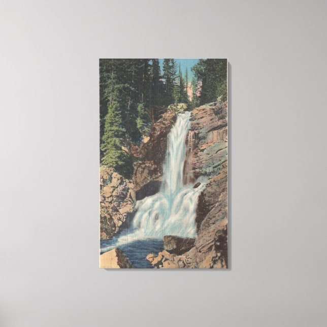 Glacier, MT - View of Trick Falls & Medicine Canvas Print (Front)