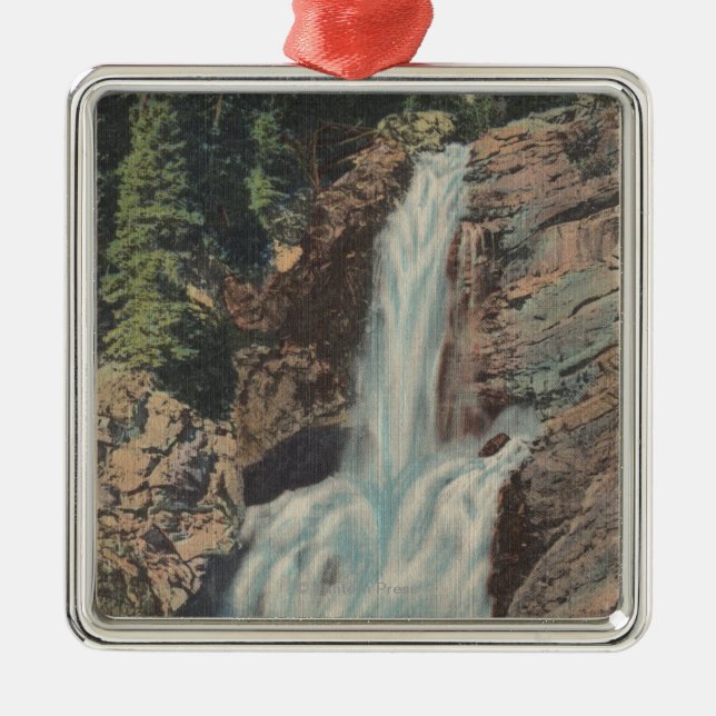 Glacier, MT - View of Trick Falls & Medicine Metal Ornament (Front)