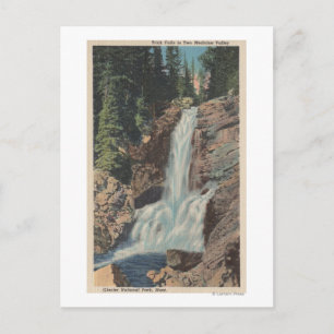 Glacier, MT - View of Trick Falls & Medicine Postcard