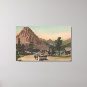 Glacier, MT - View of Two Chalets & Mt. Rockwell Canvas Print
