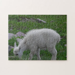 Glacier National Park Baby Mountain Goat Photo Jigsaw Puzzle