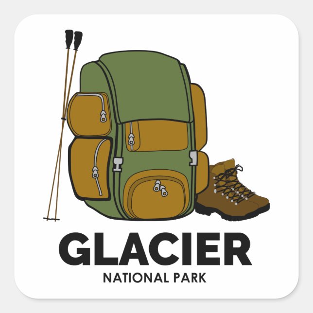 Glacier National Park Backpack Square Sticker (Front)