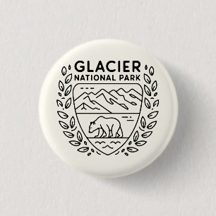 Glacier National Park Bear Emblem 1 Inch Round Button