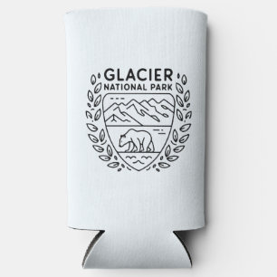Glacier National Park Bear Emblem Seltzer Can Cooler