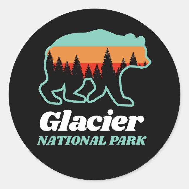 Glacier National Park Bear Hiking Camping Gift Classic Round Sticker (Front)