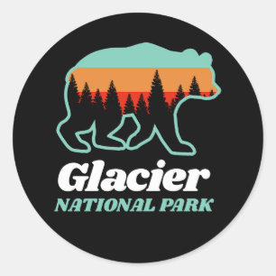 Glacier National Park Bear Hiking Camping Gift Classic Round Sticker