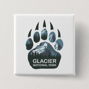 Glacier National Park Bear Paw 2 Inch Square Button