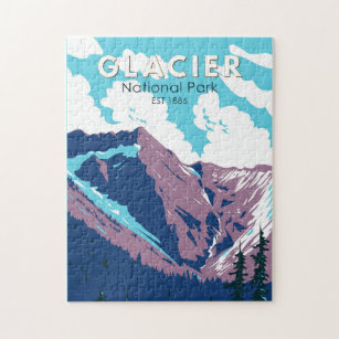Glacier National Park Canada Travel Art Vintage Jigsaw Puzzle