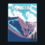 Glacier National Park Canada Travel Art Vintage Postcard<br><div class="desc">Glacier National Park vector art design. The Park includes a portion of the Selkirk Mountains which are part of the larger grouping of mountains,  the Columbia Mountains.</div>