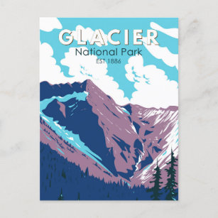 Glacier National Park Canada Travel Art Vintage Postcard
