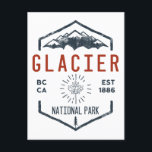 Glacier National Park Canada Vintage Distressed Postcard<br><div class="desc">Glacier National Park Distressed Badge with unique park themed maple leaf design. The Park includes a portion of the Selkirk Mountains which are part of the larger grouping of mountains,  the Columbia Mountains.</div>