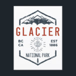 Glacier National Park Canada Vintage Distressed Postcard<br><div class="desc">Glacier National Park Distressed Badge with unique park themed maple leaf design. The Park includes a portion of the Selkirk Mountains which are part of the larger grouping of mountains,  the Columbia Mountains.</div>