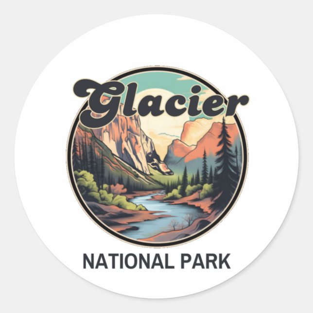 Glacier national park classic round sticker (Front)