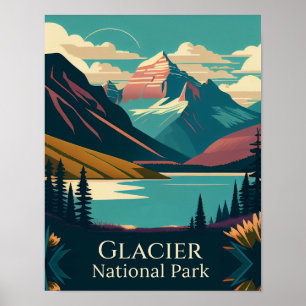 Glacier National Park Contemporary Design Poster