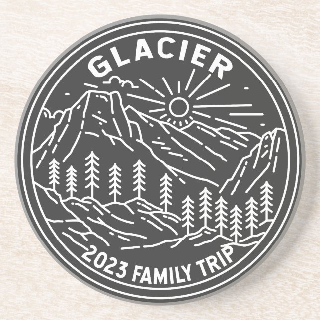 Glacier National Park Family Trip Monoline  Coaster (Front)
