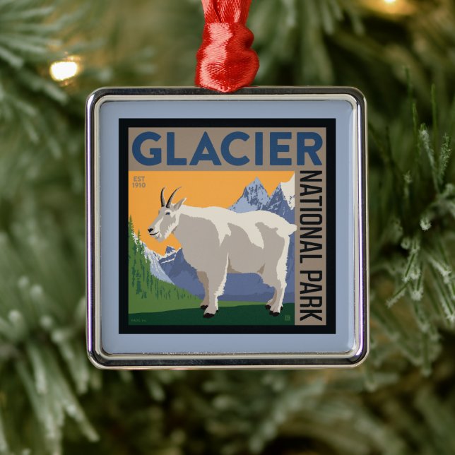 Glacier National Park | Goat Metal Ornament (Tree)
