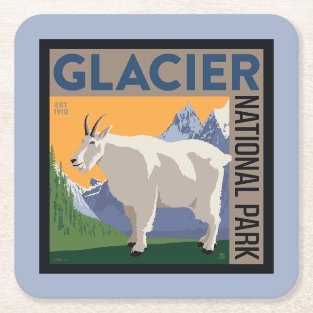 Glacier National Park | Goat Square Paper Coaster (Front)