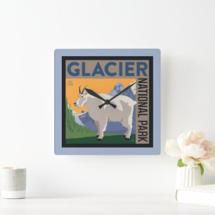 Glacier National Park   Goat Square Wall Clock