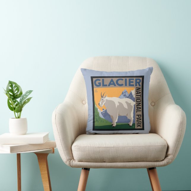 Glacier National Park | Goat Throw Pillow (Chair)
