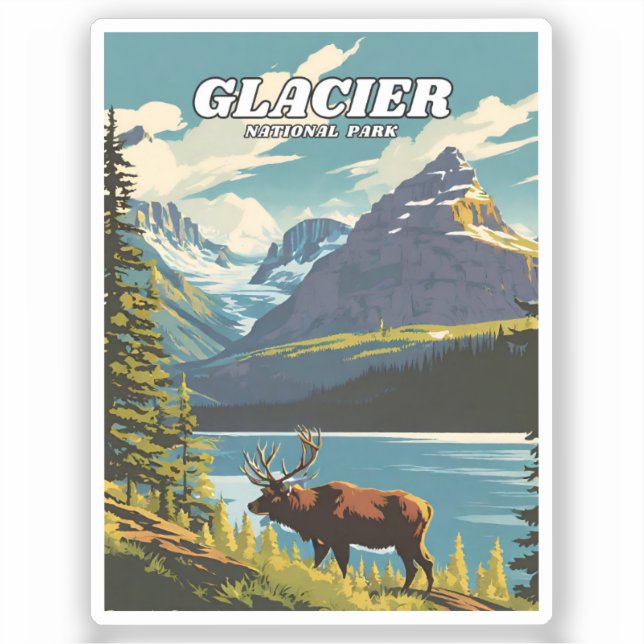 Glacier National Park illustration retro Decorativ (Front)