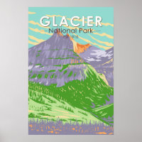 Glacier National Park In Spring Montana Vintage