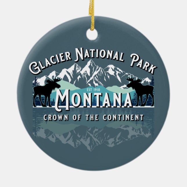GLACIER NATIONAL PARK KEEPSAKE HOLIDAY CERAMIC ORNAMENT (Back)