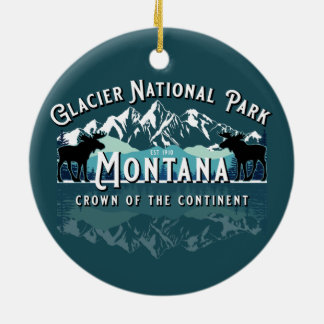 GLACIER NATIONAL PARK KEEPSAKE HOLIDAY CERAMIC ORNAMENT