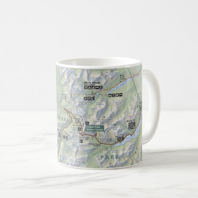 Glacier National Park map mug (Front Right)