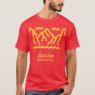 Glacier National Park Montana Minimalist Retro Gra T-Shirt