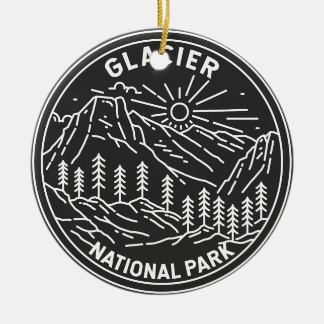 Glacier National Park Montana Monoline Ceramic Ornament (Front)