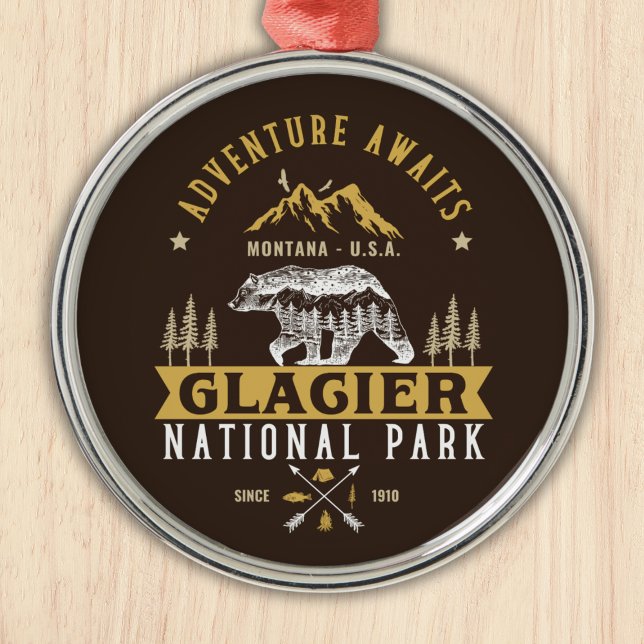 Glacier National Park Montana Timberland Scene Metal Ornament (Creator Uploaded)