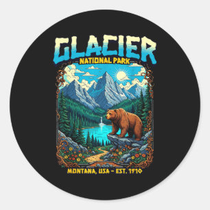 Glacier National Park Montana Usa Retro Vintage Na Classic Round Sticker