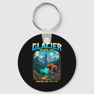 Glacier National Park Montana Usa Retro Vintage Na Keychain