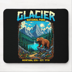 Glacier National Park Montana Usa Retro Vintage Na Mouse Pad