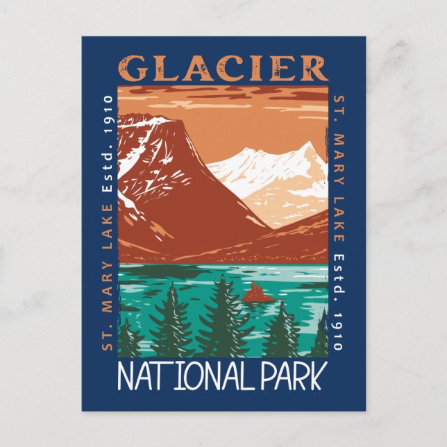 Glacier National Park Montana Vintage Distressed Postcard (Front)