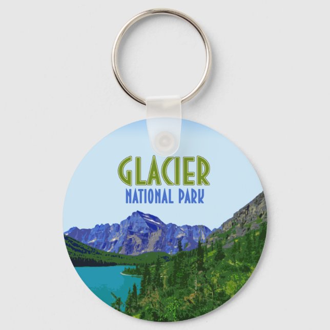 Glacier National Park Montana Vintage Keychain (Front)