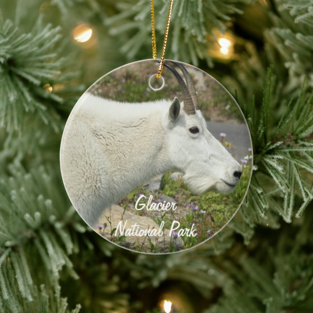 Glacier National Park Mountain Goat Holiday Ceramic Ornament (Tree)