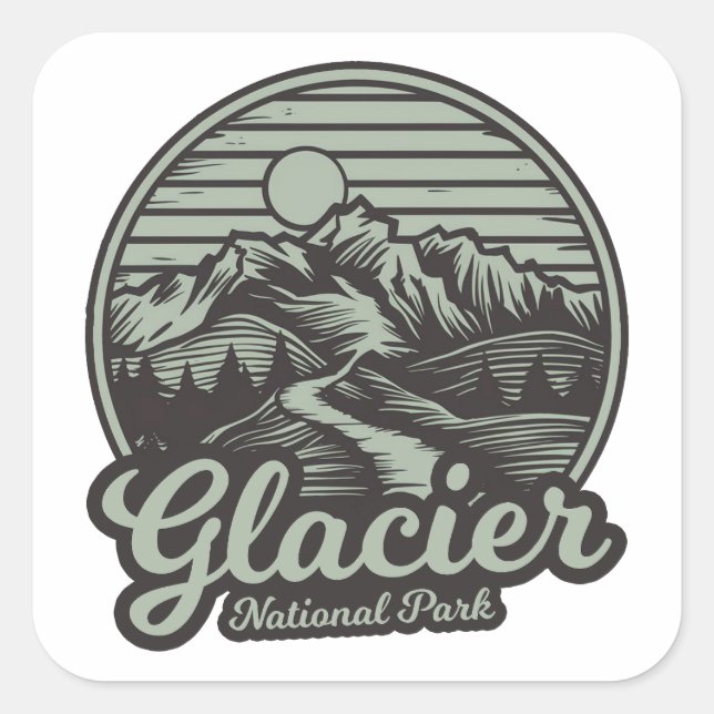 Glacier National Park Mountain Trail Square Sticker (Front)