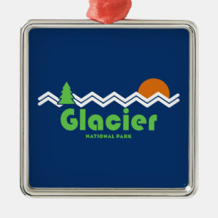 Glacier National Park Retro Metal Ornament
