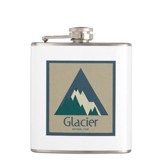 Glacier National Park Rustic Hip Flask (Front)