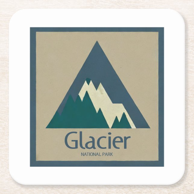 Glacier National Park Rustic Square Paper Coaster (Front)
