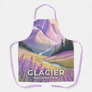 Glacier National Park   Spring Lavender Watercolor Apron