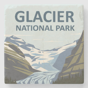 Glacier National Park Travel Art Stone Coaster