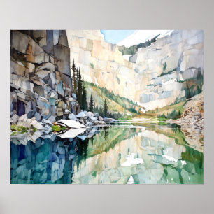 Glacier National Park Watercolor Poster