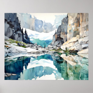 Glacier National Park Watercolor Poster