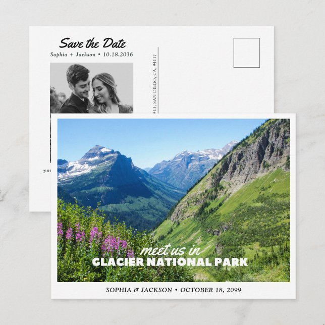 Glacier National Park Wedding Save the Date Postcard (Front/Back)