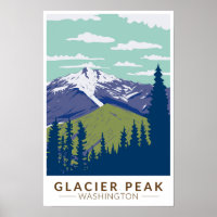Glacier Peak Washington Travel Art Vintage